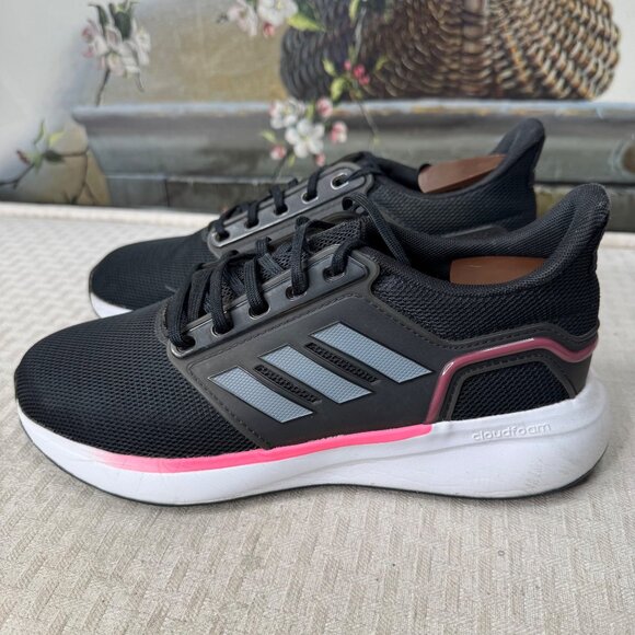 Adidas EQ19 Mens Size 8 Black & Pink Sneakers Cloudfoam Running shoes - Picture 1 of 8